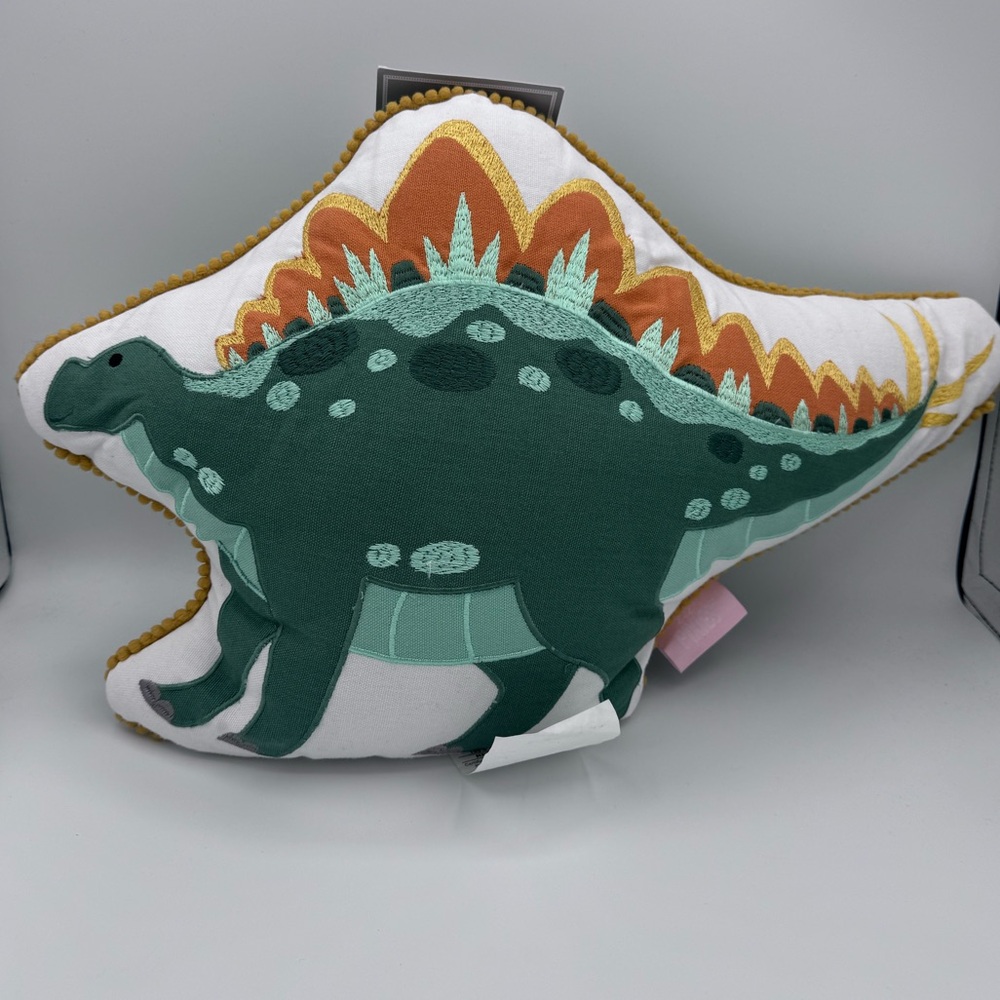Stegosaurus Embroidered Throw Pillow By Lil’ Pixies NWT Dinosaur Kids